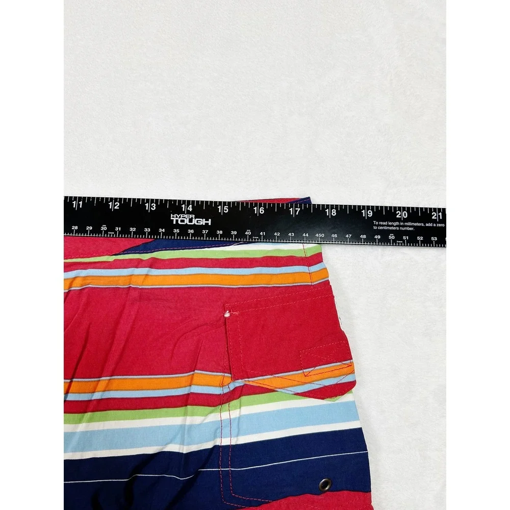 Polo Sport Ralph Lauren Mens Red Striped Swim Trunks Board Shorts 34